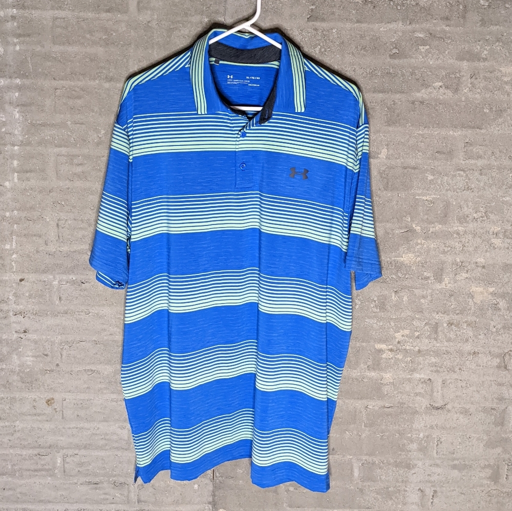 Under Armour Men's Striped Athletic Polo Shirt Size XL